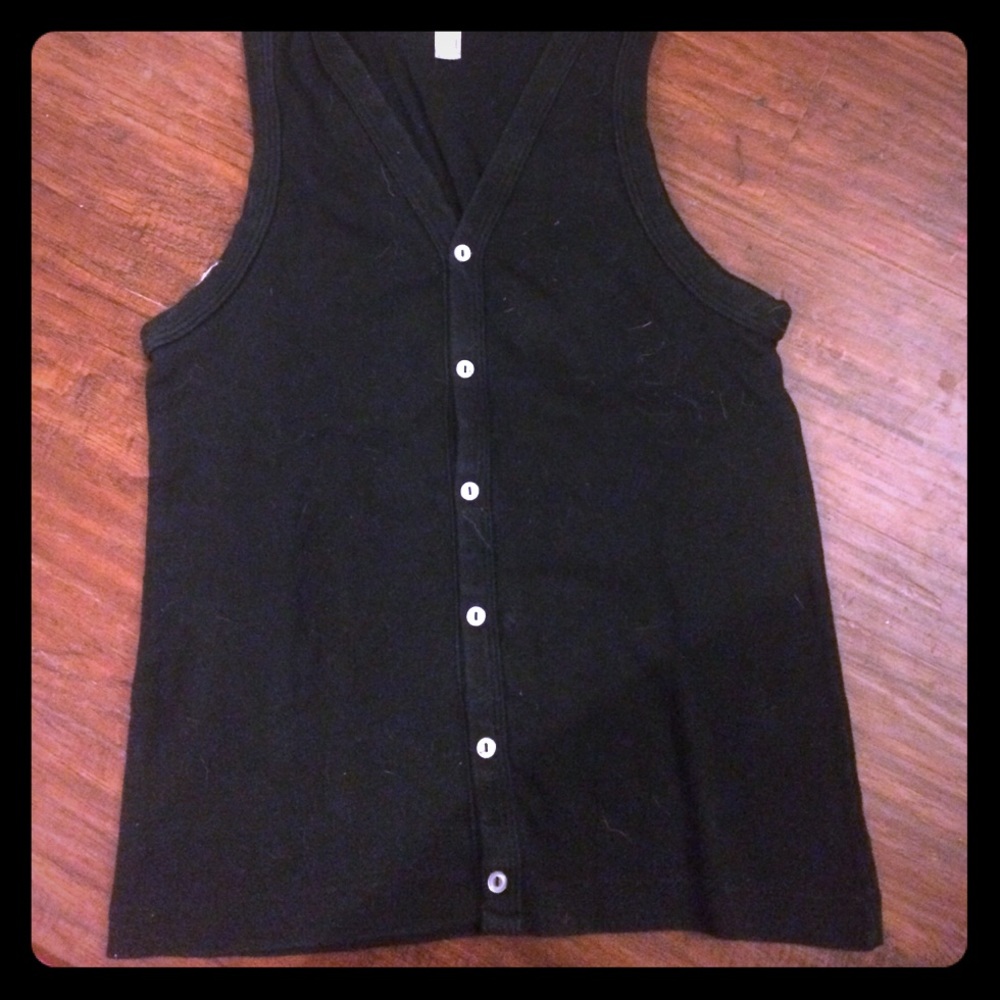 American apparel black button up sleeveless vest