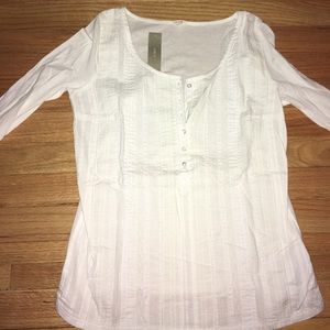 J. Crew White Quarter Sleeve Design Shirt