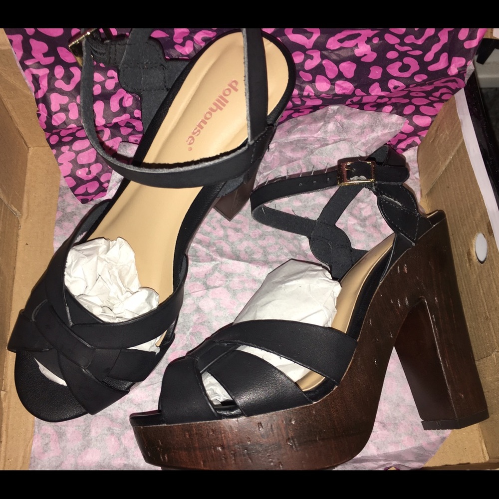 Black chunky heels