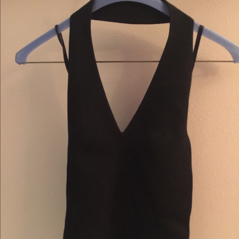 Sparkly black halter sweater S