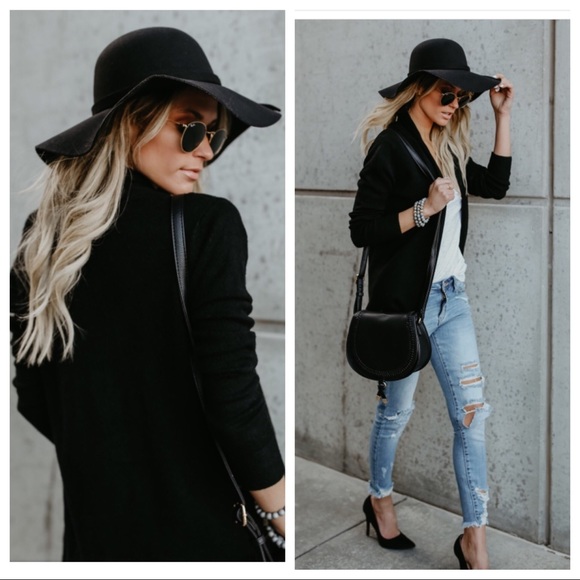 Packable Boho Floppy Hat-Black - Picture 2 of 8