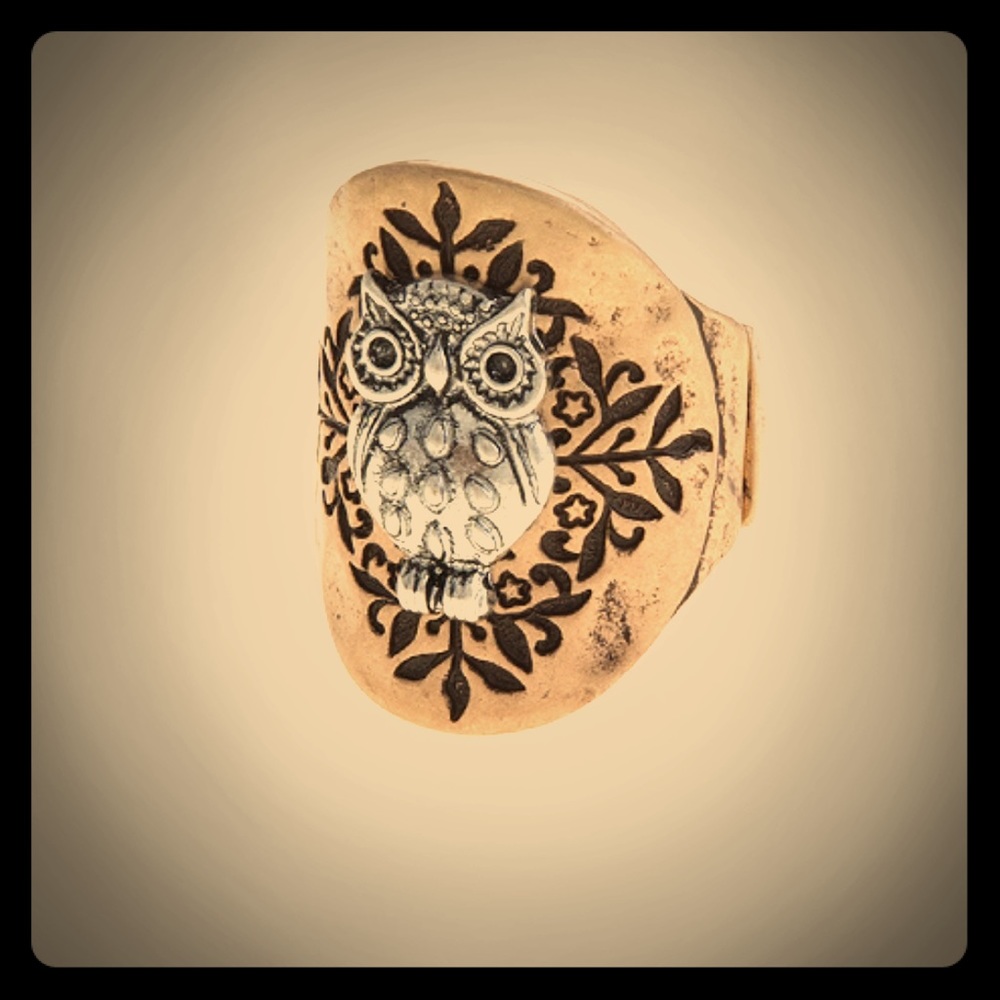❤️🦉Antique style etched owl ring🦉❤