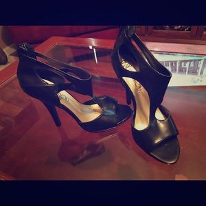 Open toe black heels