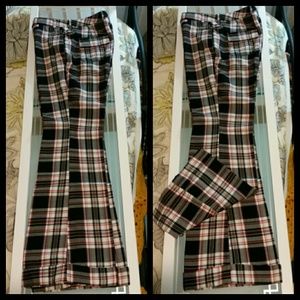 WET SEAL Flared Bottom Plaid Trousers