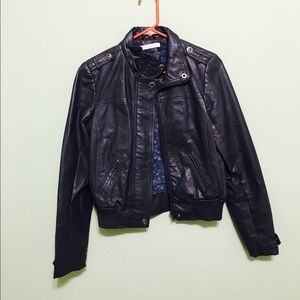 Beautiful leather jacket with floral inside