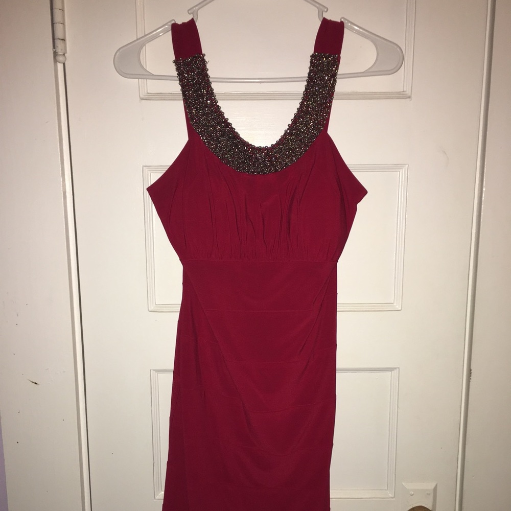 Red Embellished Bodycon Dress