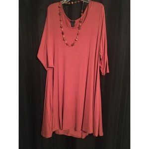 Rust orange piko style 3/4 sleeves dress