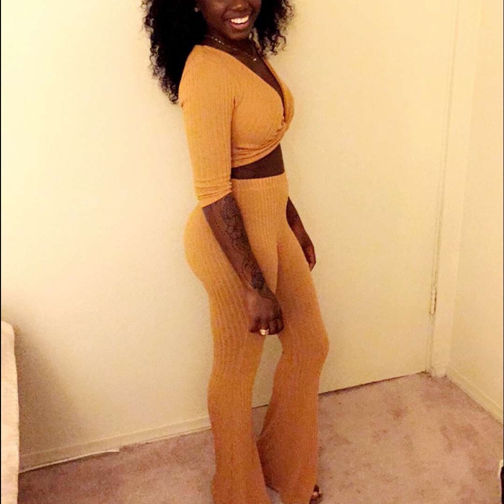 Mustard yellow pant and top set