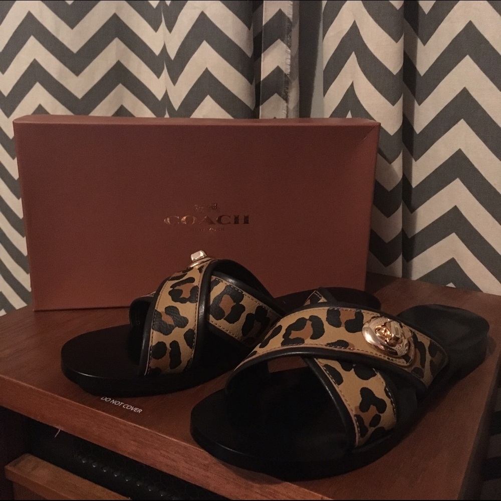 Coral Ocelot Leather Flat Sandal - Picture 4 of 4