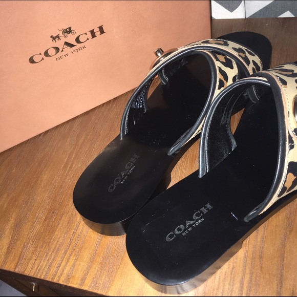 Coral Ocelot Leather Flat Sandal - Picture 3 of 4