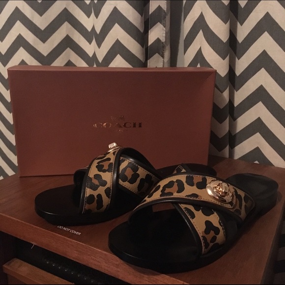 Coral Ocelot Leather Flat Sandal - Picture 4 of 4