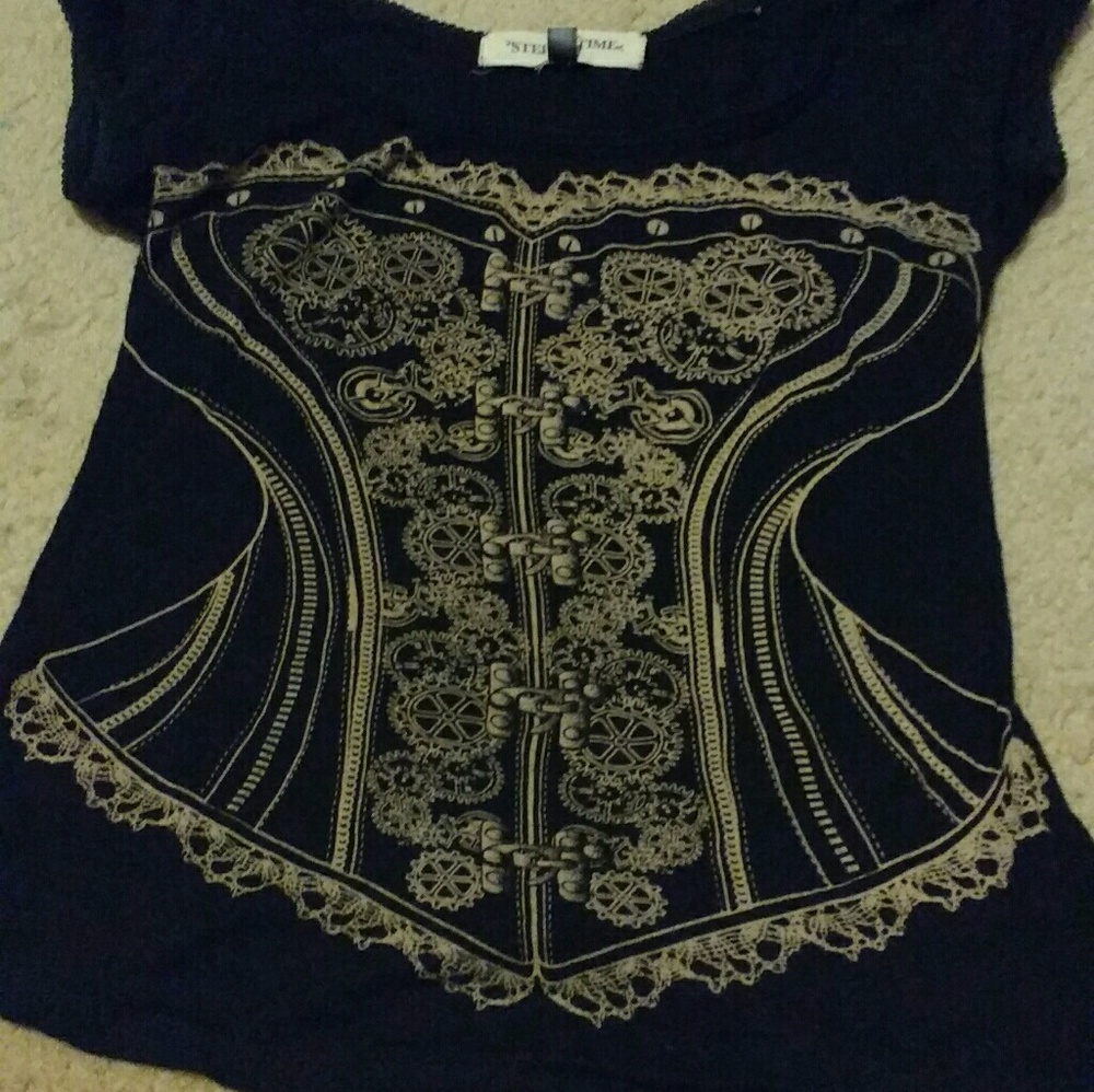 Corset print fitted tee