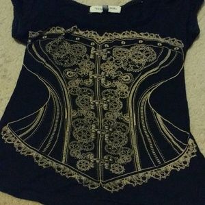 Corset print fitted tee