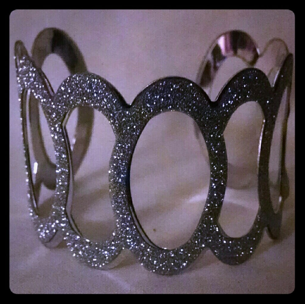 Beautiful silver tone Sparkle cuff bracelet