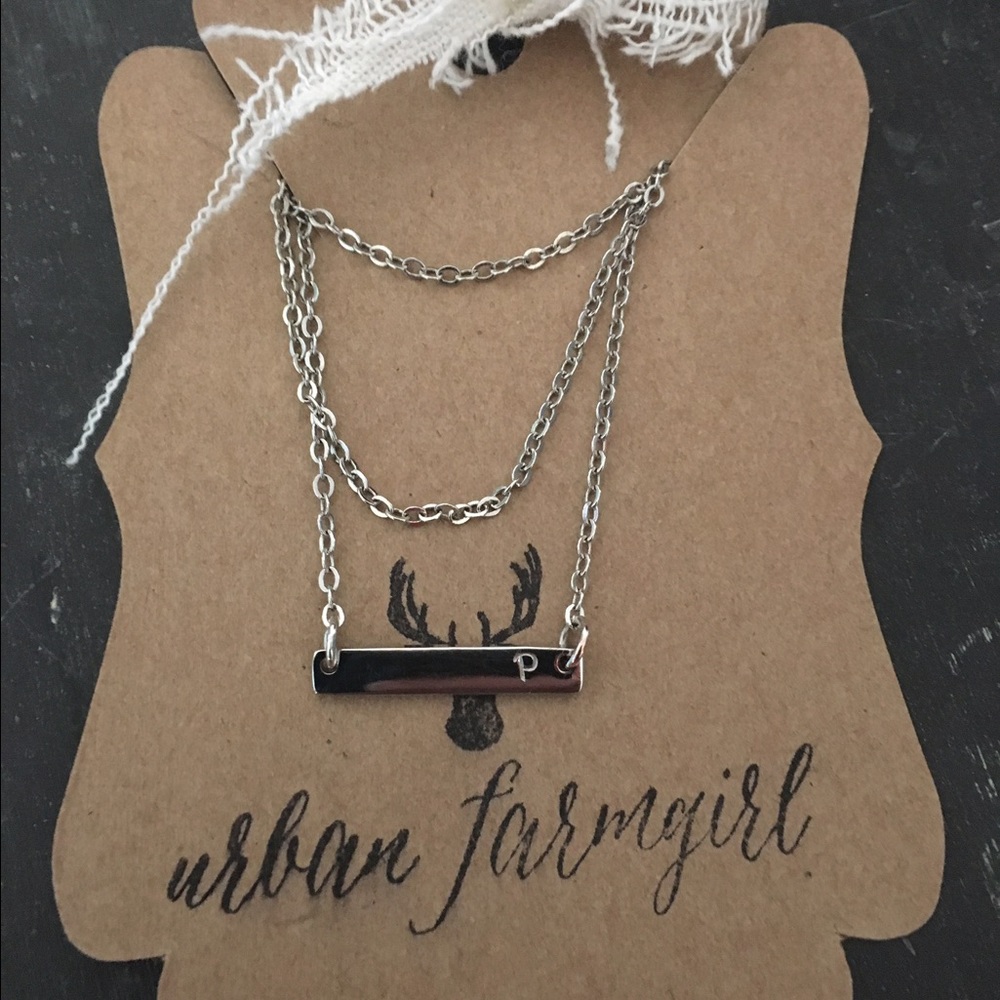 Horizontal Silver Or Gold Bar Necklace.