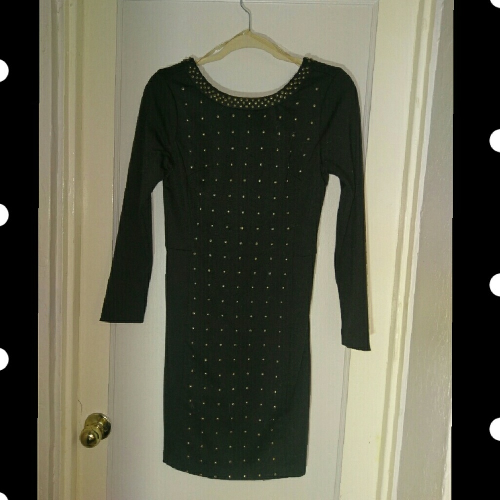 Edgy Black Dress With Metal Rivets