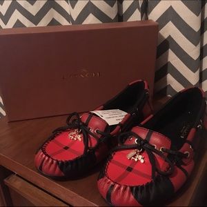 Coach Amelia Moc Toe Synthetic plaid loafer