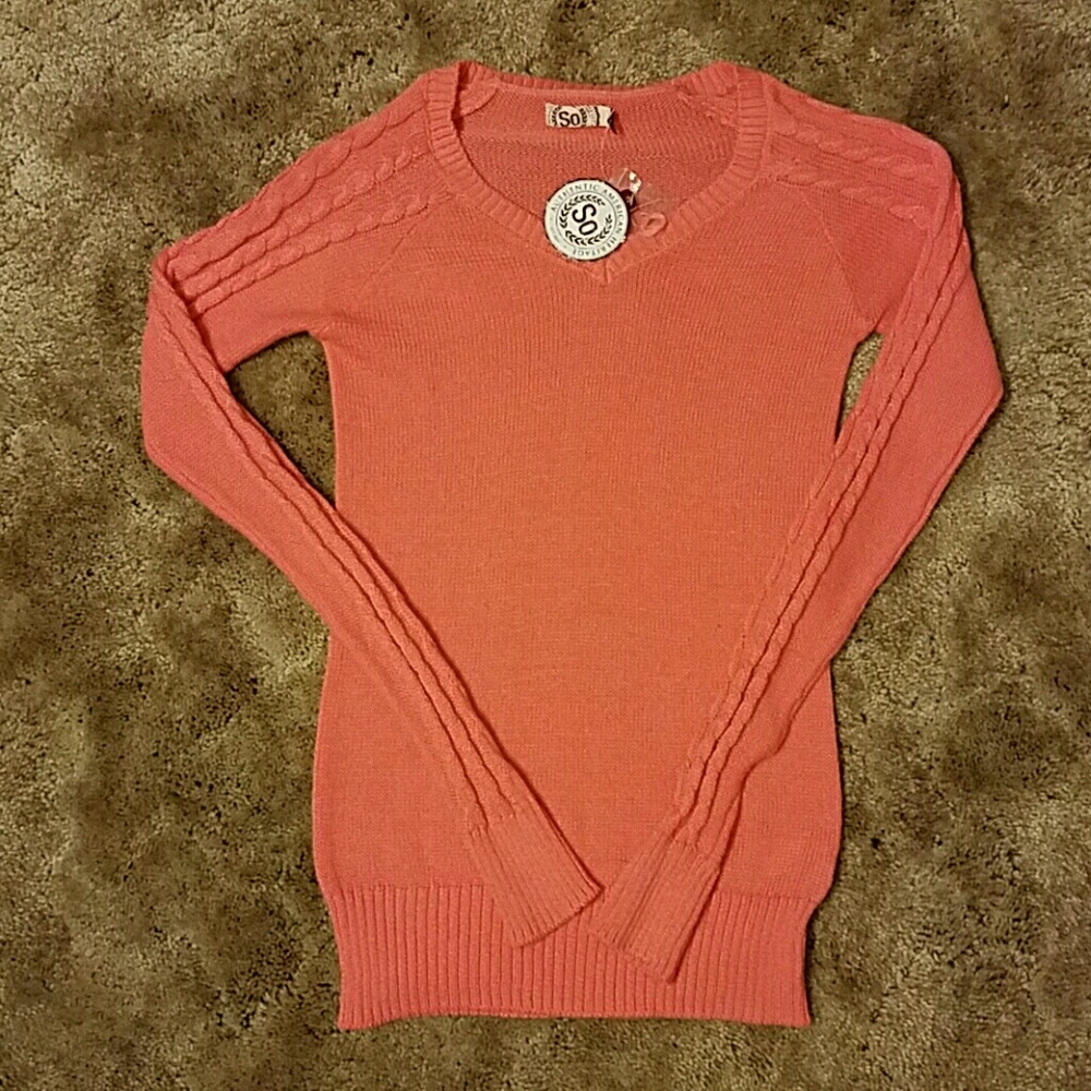Redish orange kint girls long sleeve sweater