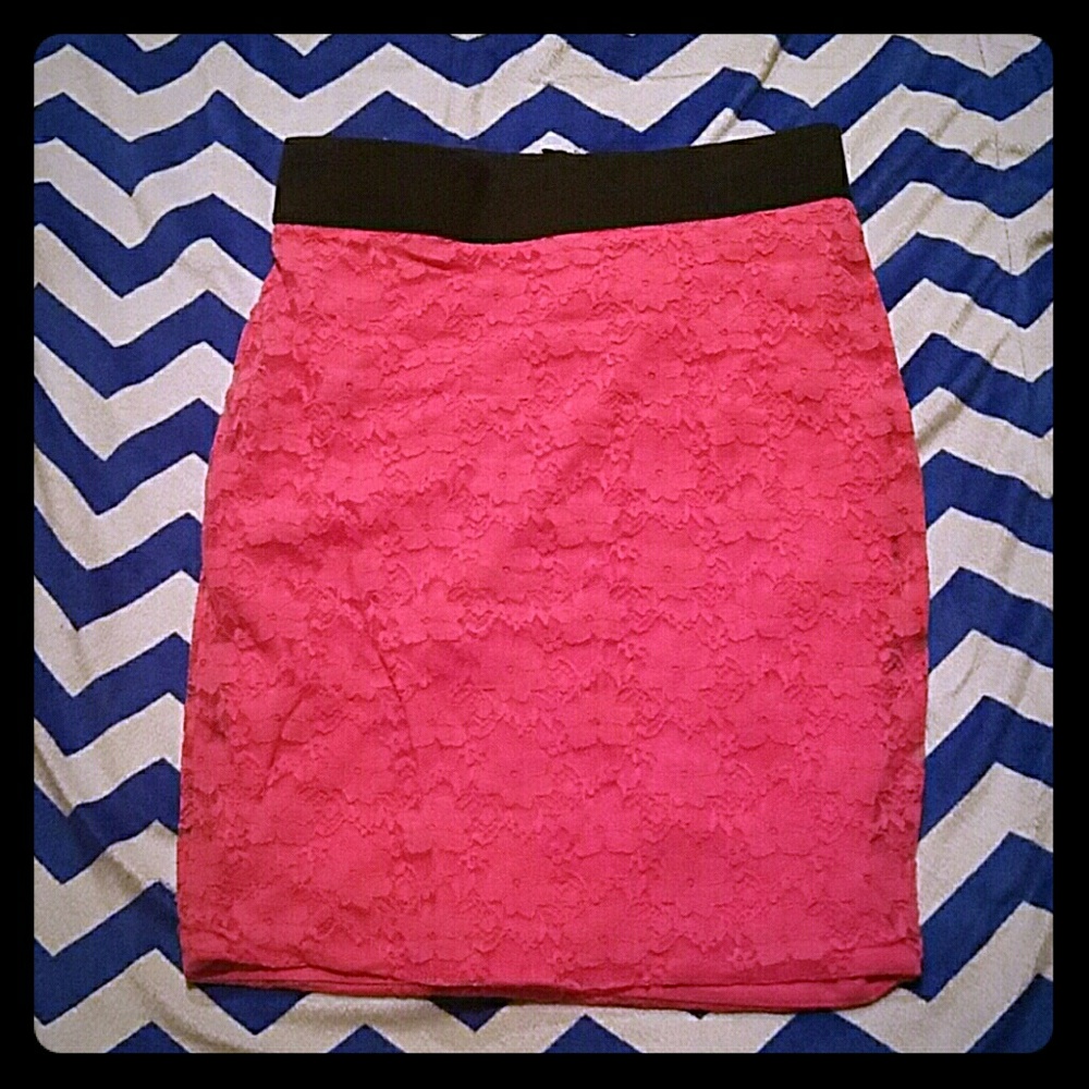 Hot Pink Mini Pencil Skirt