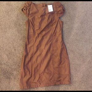 Brand new light brown leather dress!