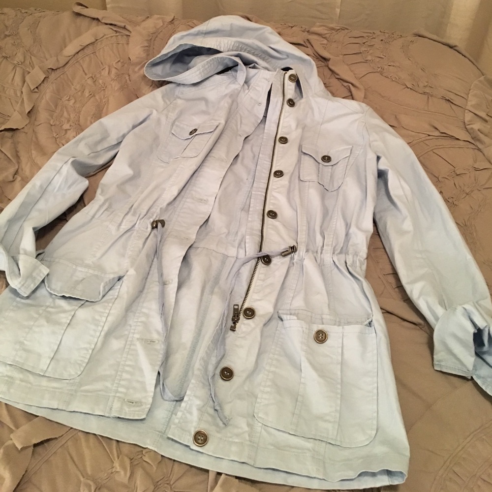 Light Blue Hooded Utility Jacket