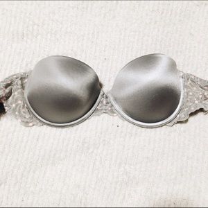 Grey lace band push-up bra