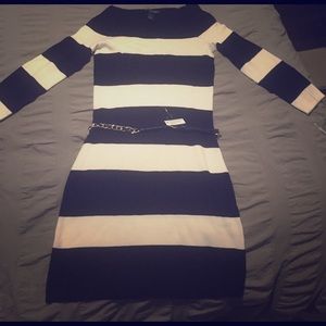INC black and white striped sweater dress