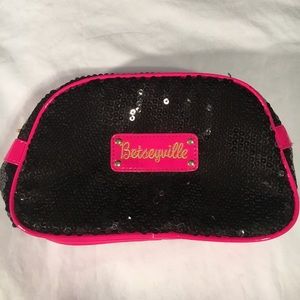 Betsey Johnson black and pink makeup bag