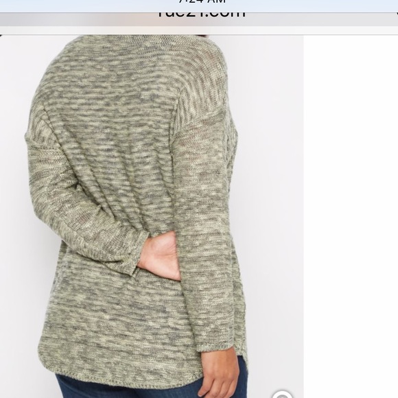 Plus Olive Cable V-Neck Sweater - Picture 3 of 4
