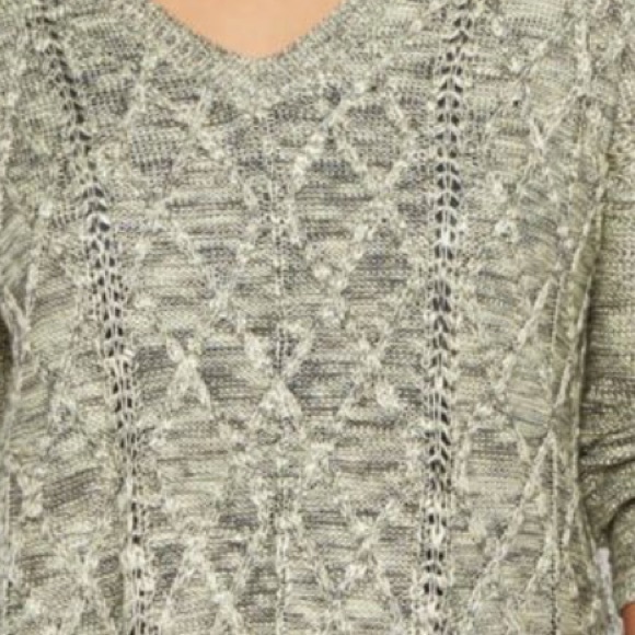 Plus Olive Cable V-Neck Sweater - Picture 4 of 4