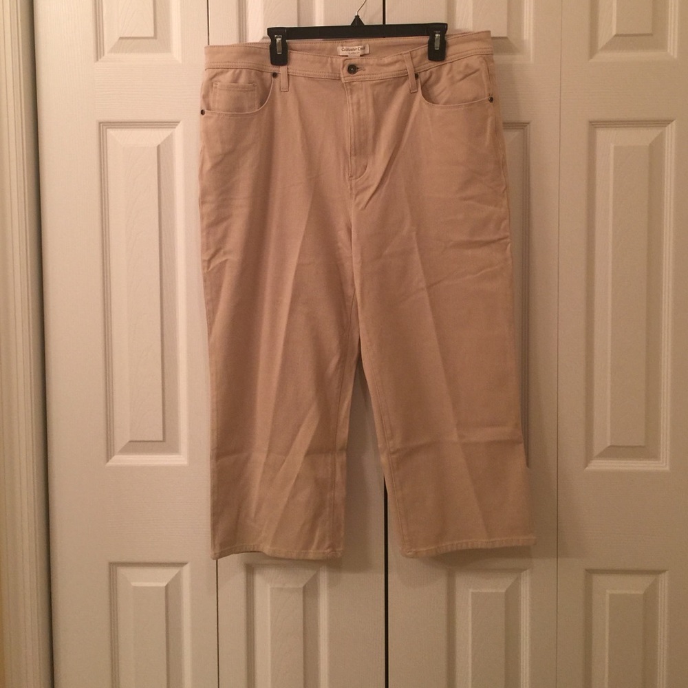 Coldwater Creek knit crop denim pants NEW! Natural