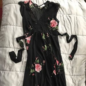 Black floral maternity dress (knee-length)