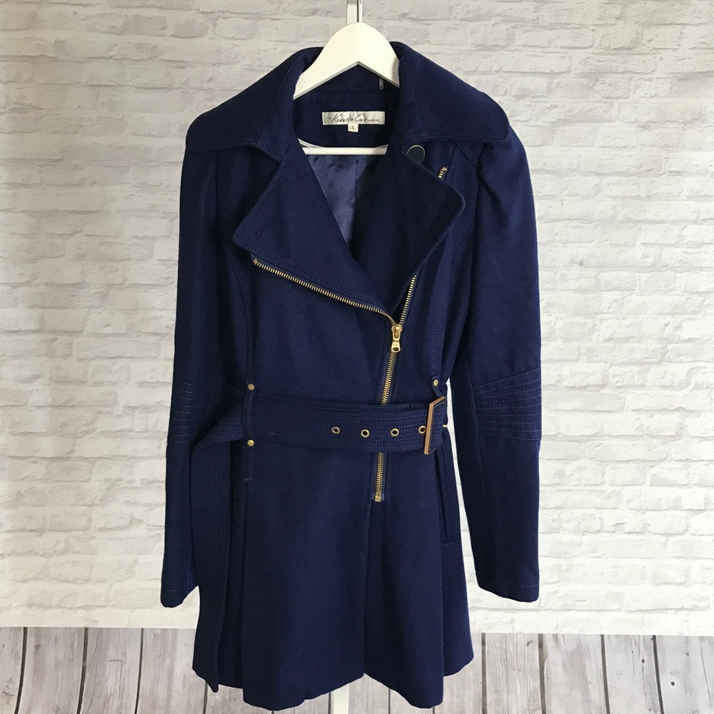 Royal Blue Kenneth Cole Wool Trench Coat