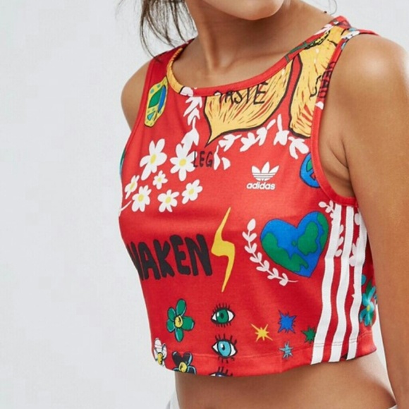 Adidas Artist 3 Stripes Crop Top Tank Top NWT New - Picture 2 of 8