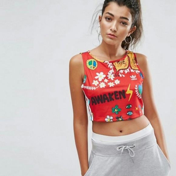 Adidas Artist 3 Stripes Crop Top Tank Top NWT New - Picture 3 of 8