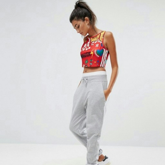 Adidas Artist 3 Stripes Crop Top Tank Top NWT New - Picture 5 of 8