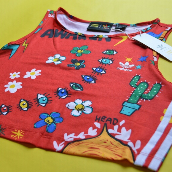 Adidas Artist 3 Stripes Crop Top Tank Top NWT New - Picture 6 of 8