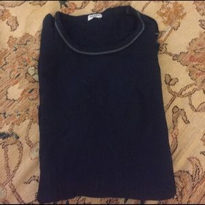 Navy blue long sleeve waffle Henley