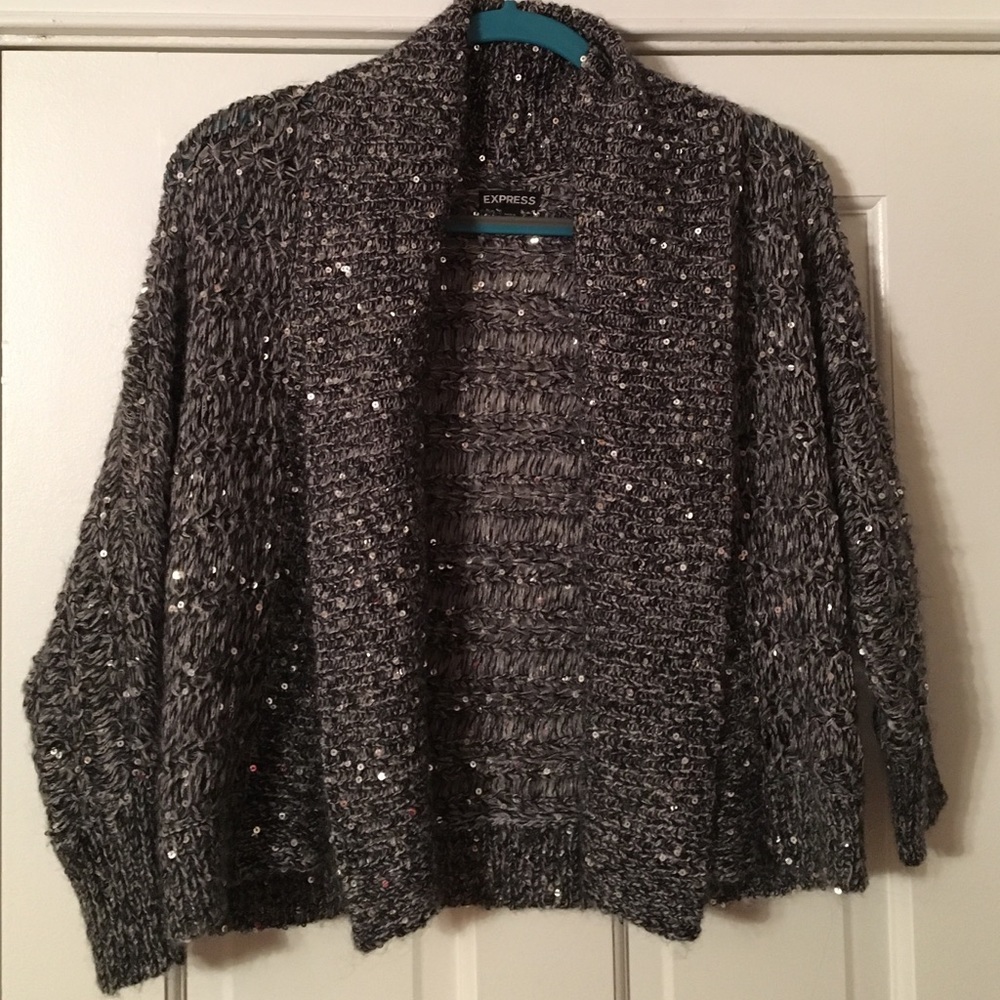 Express Gray Sequined Sweater
