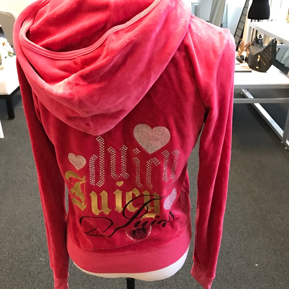 Coral pink juicy couture velour track jacket