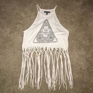 Kendall and Kylie crop fringed top