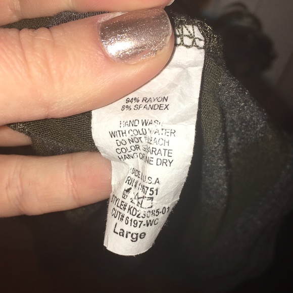 striped olive & gray mock neck tunic dress - Picture 5 of 6