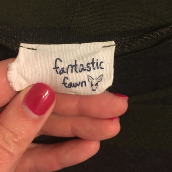 striped olive & gray mock neck tunic dress - Picture 6 of 6