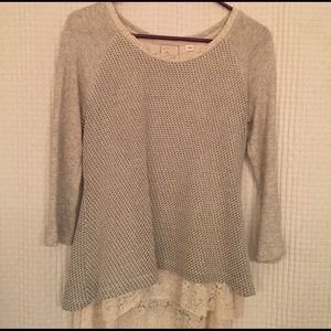 Anthropologie lace silver top