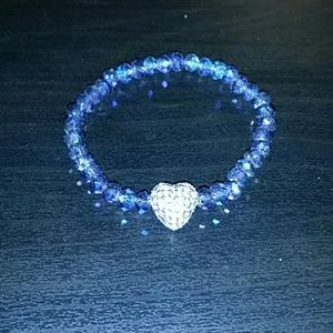 shimmery heart diamond blue bracelet