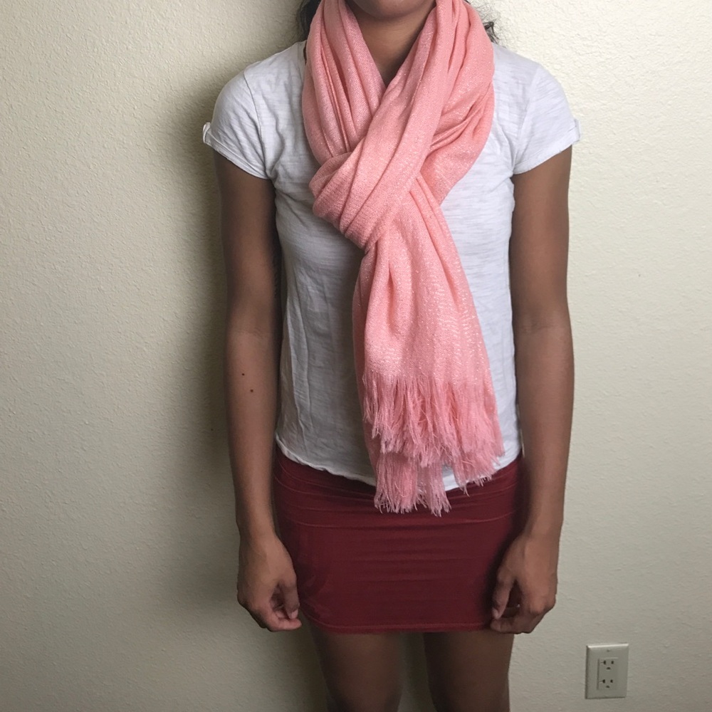 Pink scarf with gold accents