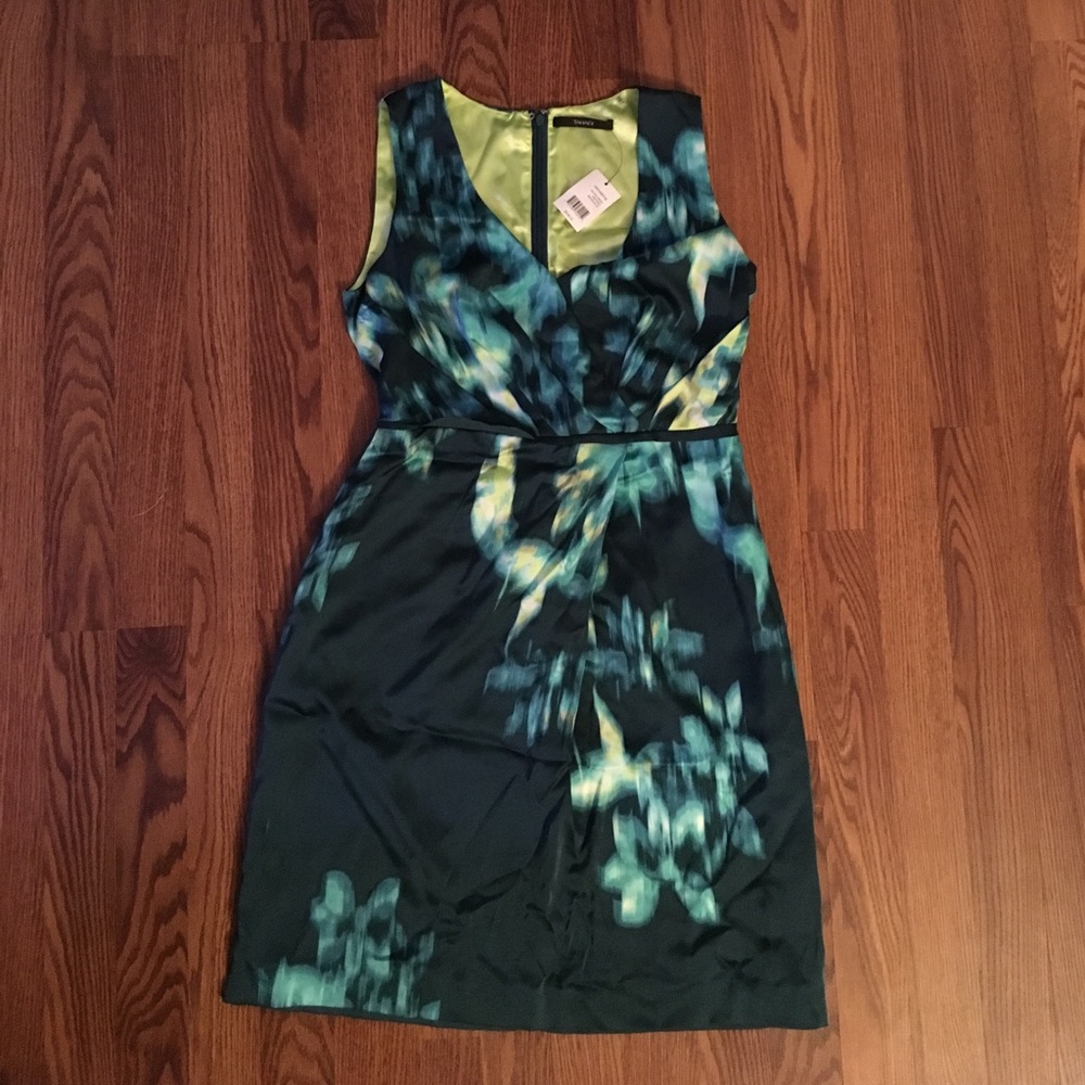 TAHARI dark green satin dress