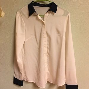 Price Drop🎉 The Limited Cream & Navy Sheer Blouse