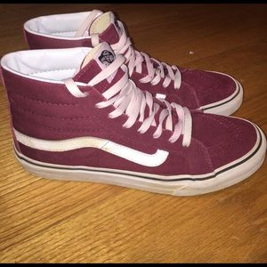 maroon vans sk8-hi's