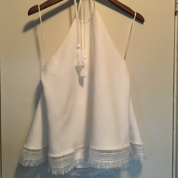 English Factory Tops - White Boho Type Halter Top size M